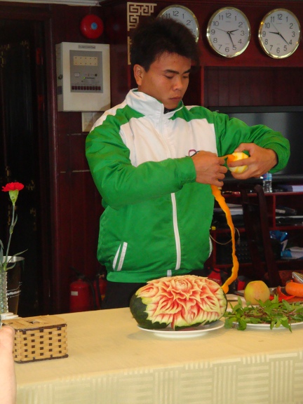 Chef working his magic with his knife