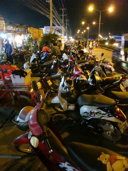 Parked motorcycles