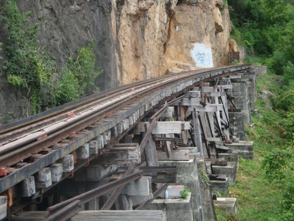 the rickety Tham Kra Sae Bridge