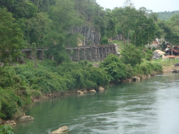 the rickety Tham Kra Sae Bridge