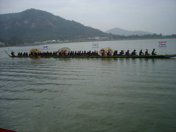 Dragon boat with pictures<br />on board