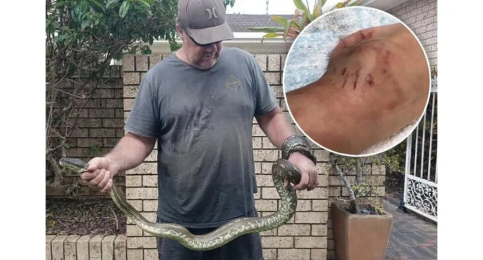 Ben Black dad says the python launched at his five-year-old son before they both rolled into the swimming pool. Source: 3AW