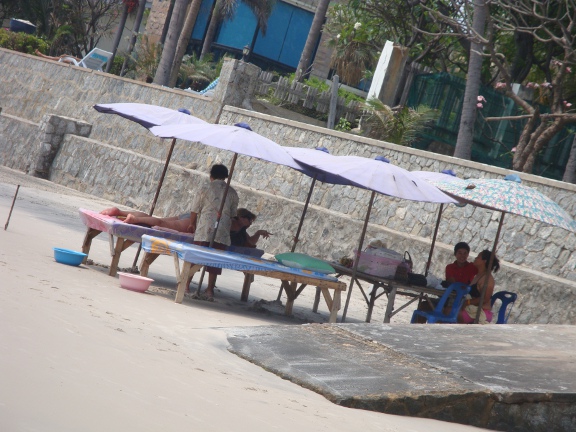 Only the odd massage table interrupted an otherwise deserted beach.