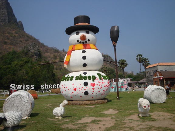 The centrepiece of the farm was a giant snowman.