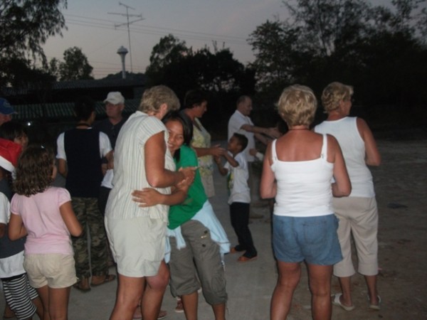 Hugs all round before leaving: