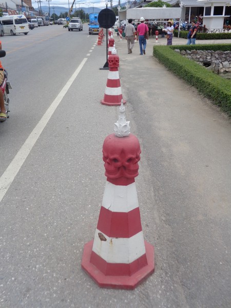 Even the road bollards had skulls on them.