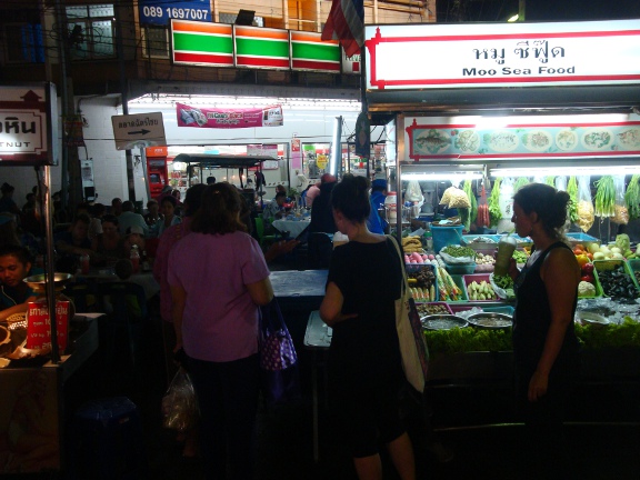 Centre of the market looking towards 7-11 at night